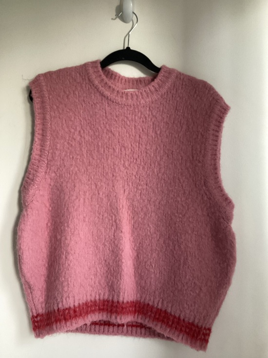 Egg Trading Sweaters - Egg Trading Fuzzy Alpaca Wool Blend Boucle Sweater Vest Large Pink Korea